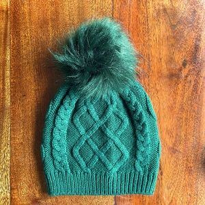 J. Crew: Faux Fur Green Pom-Pom Hat